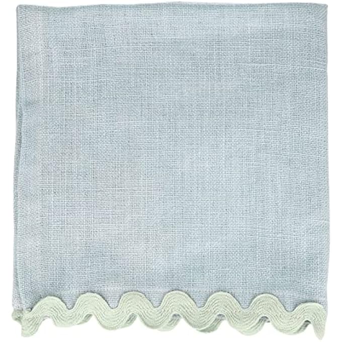 PASTEL CLOTH NAPKINS PACK OF 4REUSABLE LINEN NAPKINS WITH RICRAC BRAID TRIM IN DUSKY PINK, PEACH PINK, BLUE, GREEN, ECO-FRIENDLY, WASHABLE, ELEGANT PARTY TABLE DCOR - Image 4